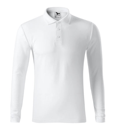2210013 - Pique Polo LS tricou polo pentru bărbaţi alb S