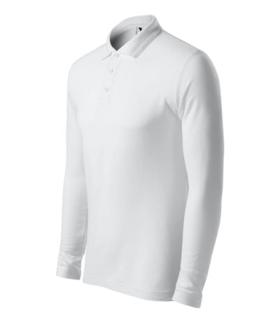 2210013 - Pique Polo LS tricou polo pentru bărbaţi alb S