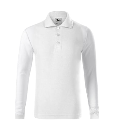 2410009 - Pique Polo LS tricou polo pentru copii alb 122 cm/6 ani